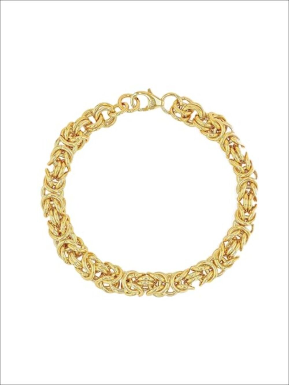 14K Polished Yellow Gold Over Bronze Byzantine Chain Bracelet